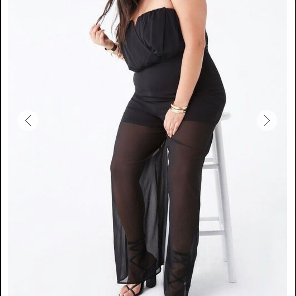 SOLD SOLD SOLD Strapless Chiffon Jumpsuit / Size: OX - Picture 3 of 7